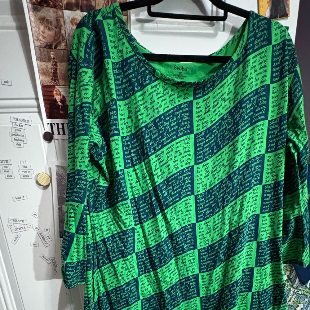 Svaha Green Printed Women's Dress Shakespeare’s Sonnets
